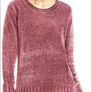 Orvis Women Chenille Crew Neck Long Sleeve Soft Rose Colored Sweater